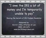 5296_2_Video10.flv http://getirshelpvideos.com - If you owe the IRS and just cannot afford to pay, there is a solution. Tax Attorney Darrin T. Mish reveals how Hardship status, also know as Currently not Collectible (CNC), may be the solution for you. video by IRSproblemsolver