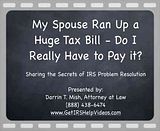 Video12.flv http://getirshelpvideos.com - If your ex-spouse ran up a large IRS tax debt, and you had no knowledge of his or her wrongdoing, you do not have to pay. Tax Attorney Darrin T. Mish explains how you can get relief through IRS Innocent Spouse programs. video by IRSproblemsolver