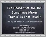 Video14.flv http://getirshelpvideos.com Will the IRS really make deals for “pennies on the dollar?” Straight talk from a veteran tax attorney who explains the real truth about IRS Offers in Compromise. video by IRSproblemsolver