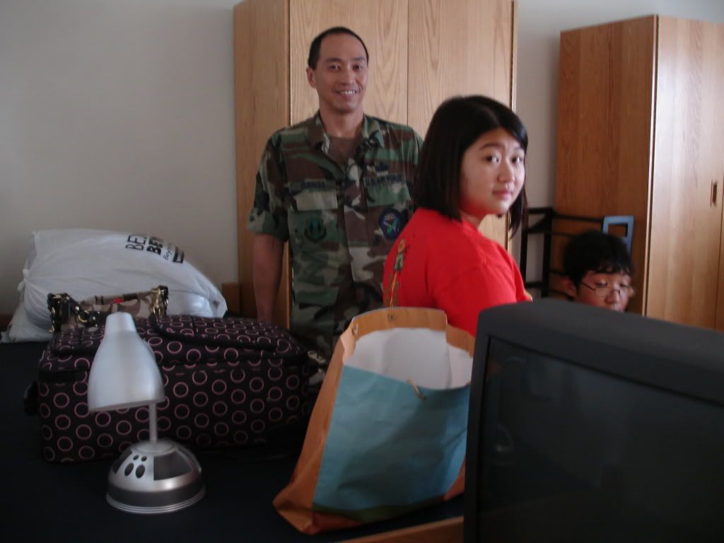 Moving into the dorms with the help of my family