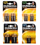 We have all the major brand names of batteries Duracell, Uniross 