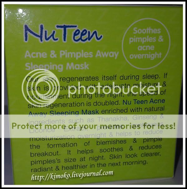 NuTeen Acne & Pimples Away Sleeping Mask kimoko — LiveJournal