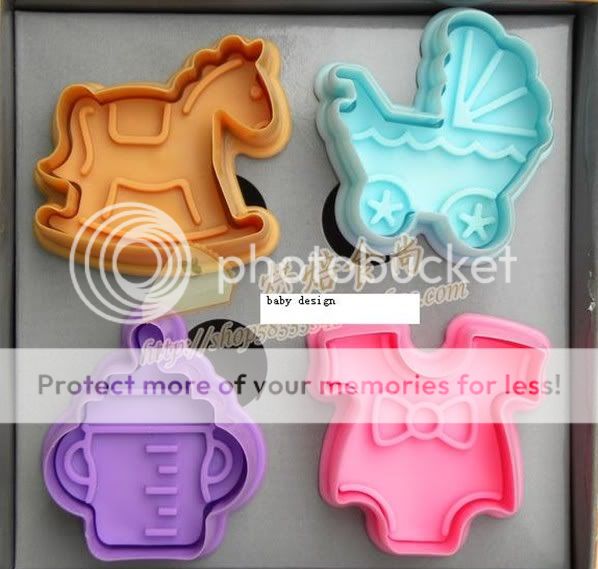 New 4pcs 3D Cookie Cutter Cookie Stamp Baby Design 9053